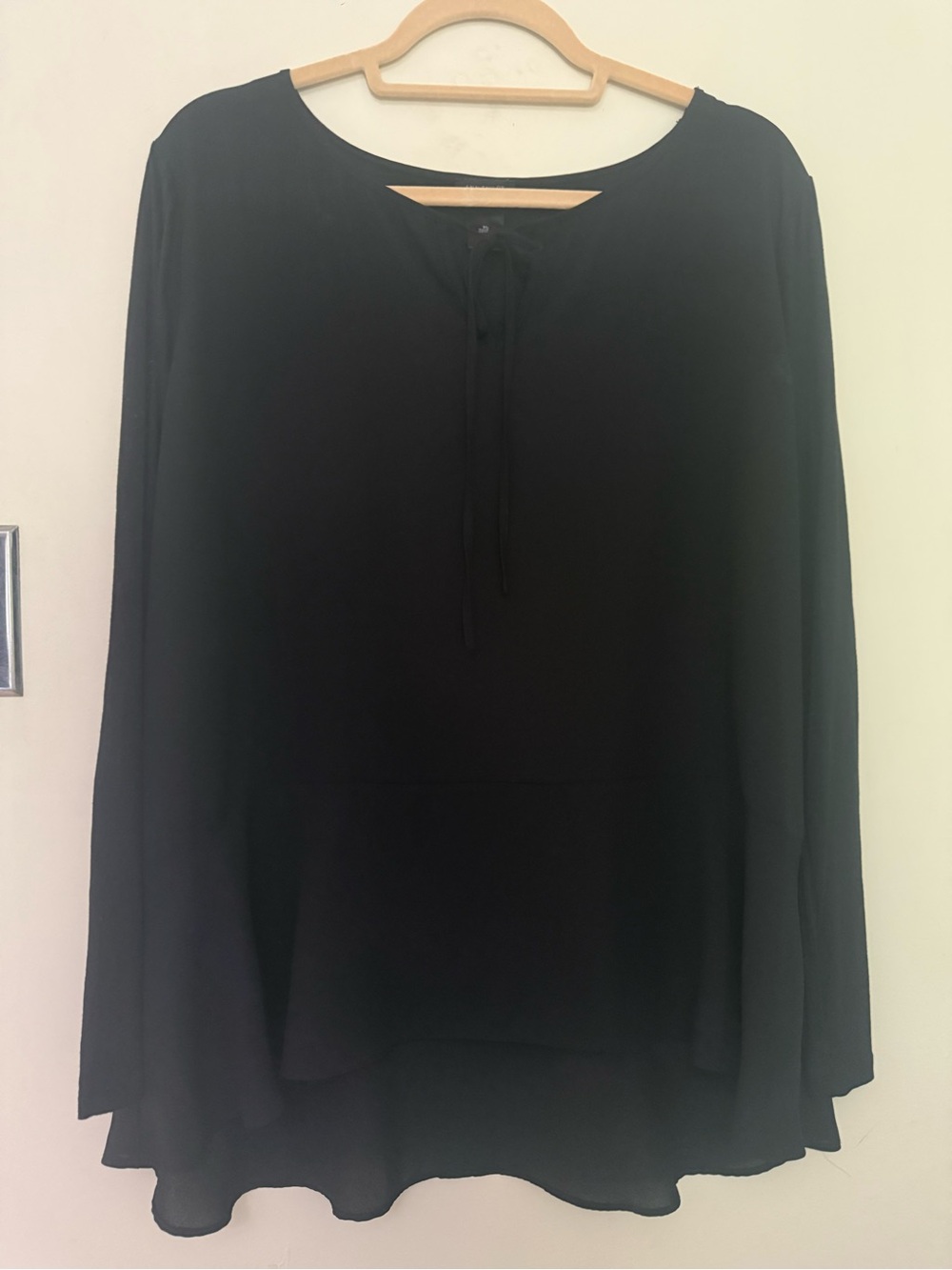 Ann Taylor Factory Sheer Black High Low Blouse XL